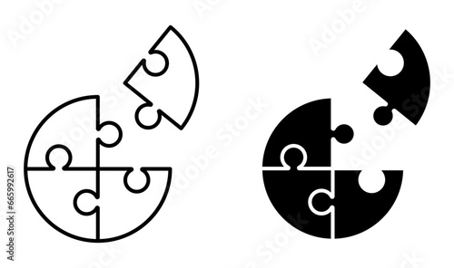 Puzzle icon set in black. matching combination vector sign. join compatibility symbol. simple solution icon for Ui designs.