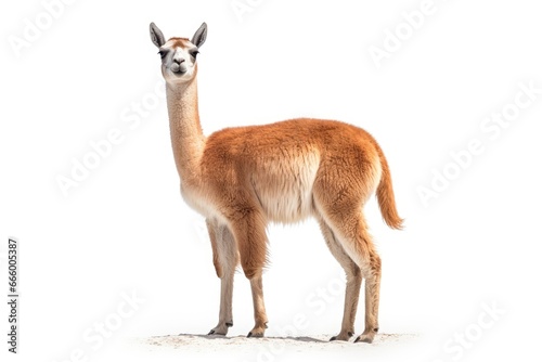 A cute Vicuna posing against a clean white backdrop created with Generative AI technology