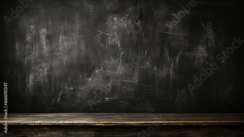 A mysterious, chalk-dusted blackboard commands attention on a rustic wooden table, beckoning with endless possibilities and the allure of hidden knowledge