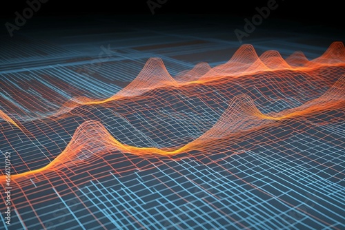 Representation of seismic activity and earthquake measurement with lines and waveforms. Generative AI