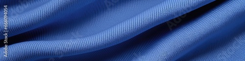 Blue Fabric Texture, Clothes, Background, Close Up View Standard. Panoramic Banner