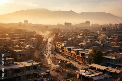 Kabul landscape displaying the intertwining beauty and chaos. Generative AI