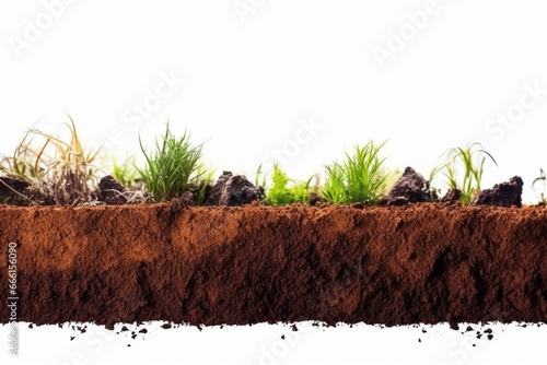 White background with isolated soil banner and peat moss. Generative AI