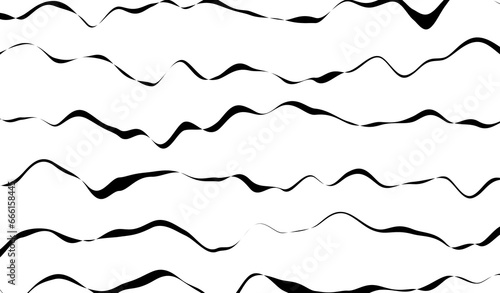 Abstract wavy wiggle lines pattern, black isolated on white background, curve design element