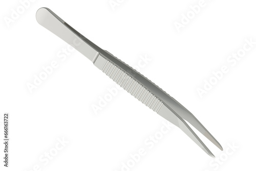 Stainless Steel Tweezers, universal bent tip tweezers. 3D rendering isolated on transparent background