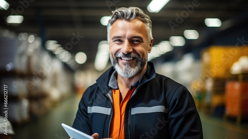 Engineer manager inspected work in warehouse store distributor factory.