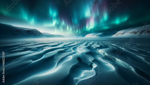Auroras boreales mágicas iluminando el paisaje helado
