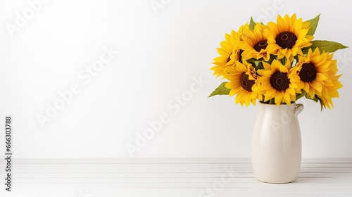 Artificial sunflowers bouquet in a pot