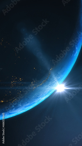 地球 太陽光フレア 背景素材 背景宇宙 / Earth