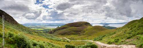 panoramic view of Conic Hill with Loch Lomond in the background, near Balmaha, Scotland, UK