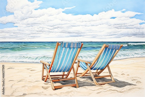 Beach Landscapes: Captivating Beach Chairs Drawing for a Serene Escape