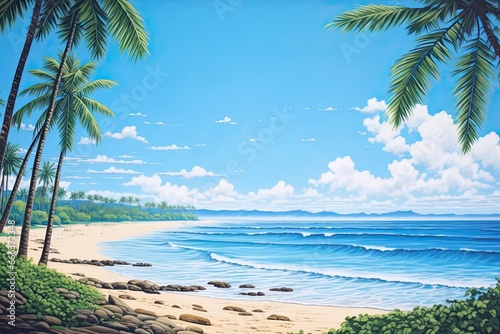 Beach View - Inspire Tropical Beach Seascape Horizon: Mesmerizing Digital Image for Your Serene Coastal Escapes