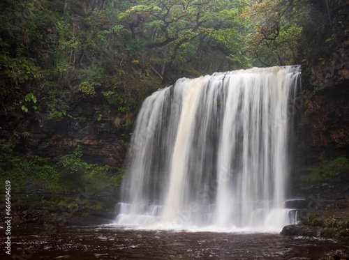 Waterfall Sgwd yr Eira on the four waterfalls walk in Brecon Beacons national park Wales UK