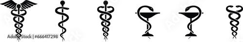 caduceus medical vector set, medical logo set