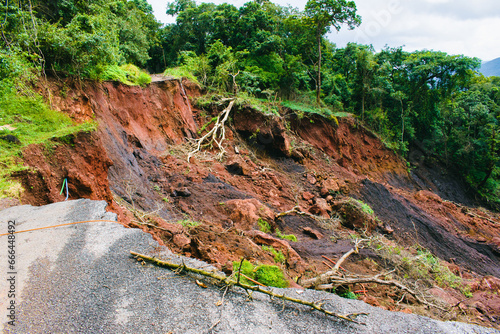 Dangerous landslide on the highway of Yellapur,Karnataka, India