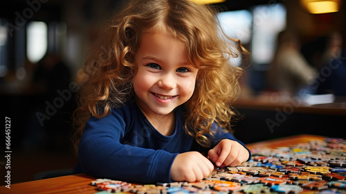 little child playing with a puzzle