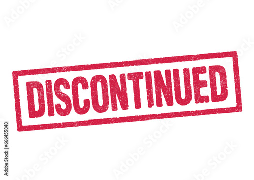 Vector illustration of the word Discontinued in red ink stamp
