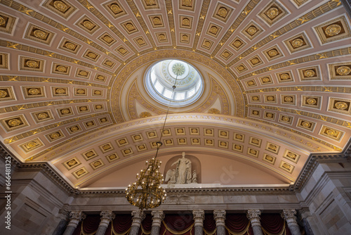 Ceiling and dome of the National Statuary Hall, in the United States Capitol, Washington DC, United States