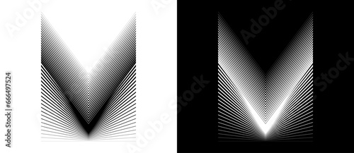 Abstract art line design. Mass gravity concept. Design element or icon. Black shape on a white background and the same white shape on the black side.
