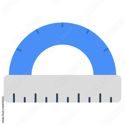 A flat design icon of protractor scale 