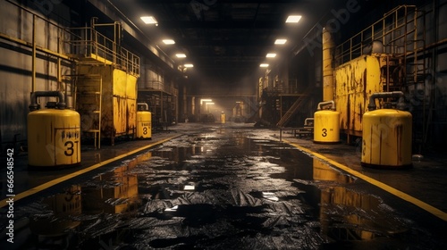 a well-lit chemical spill containment area