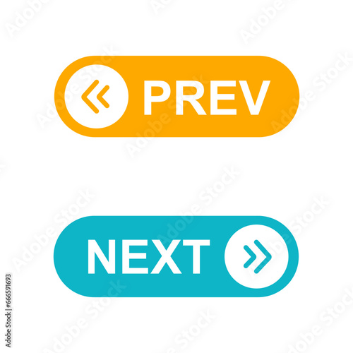 Next and previous button set vector illustration isolated on white background.