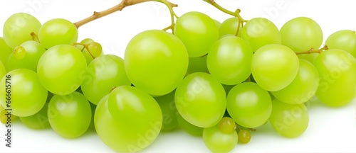 Bunch of green grapes on plain white background from Generative AI