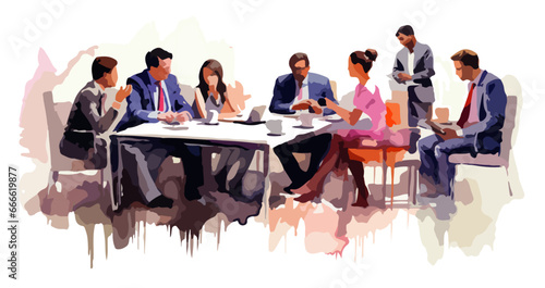 Business Meeting Unternehmen Besprechung Konferenz Watercolor Vektor