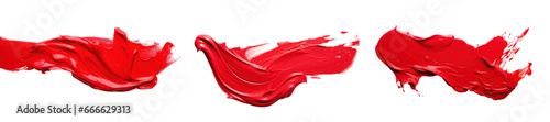 brush stroke of red acrylic paint, set, isolated