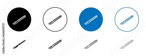 Scalpel vector icon set. surgeon surgical surgery knife vector symbol. operation lancet sharp scalpel sign for mobile apps and website UI designs