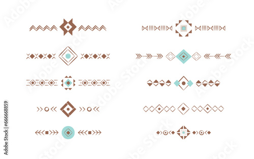 Ethnic geometric design pattern lines. Native American stripes. Boho vector illustrations