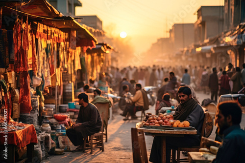 Afghanistan - The bustling atmosphere of Kabul's historic Chicken Street bazaar, where locals and tourists intermingle amidst vibrant stalls selling handicrafts and traditional wares