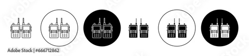Two way radio thin line icon set. military walkie talkie vector symbol in black and white color
