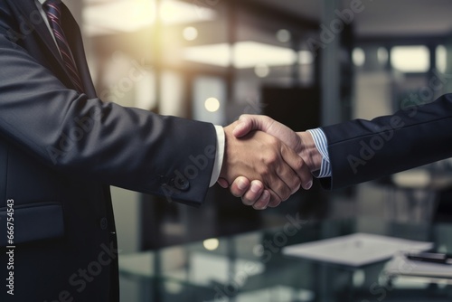 Businessman handshake close up 