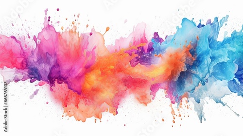 Soft and dreamy watercolor-inspired paint splashes on a white background. AI generated