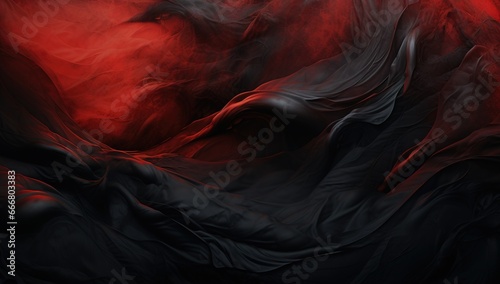 Abstract dark backgorund in red and black tones of wavy substances