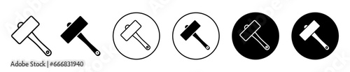Wooden mallet hammer icon. carpentry work tool symbol set. wood mallet hammer vector sign logo. Wooden carpenter mallet hammer icon