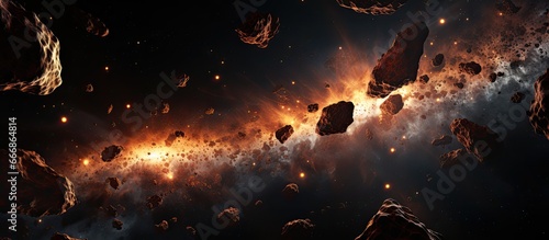 Illustration of asteroids illuminated by the Sun