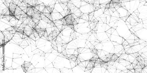 Futuristic animation on a black and white background Lines, points, and polygons Looped footage. Abstract white background with moving dots and lines Network connection structure.