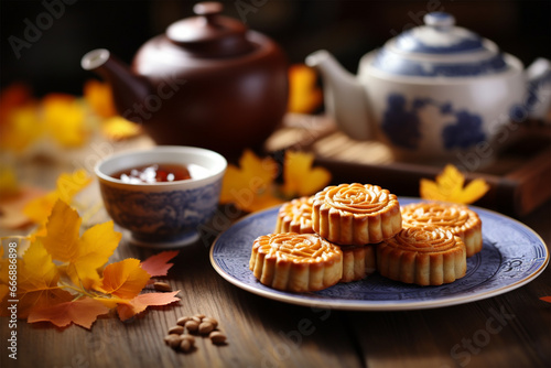 a plate of delicious traditional mooncakes