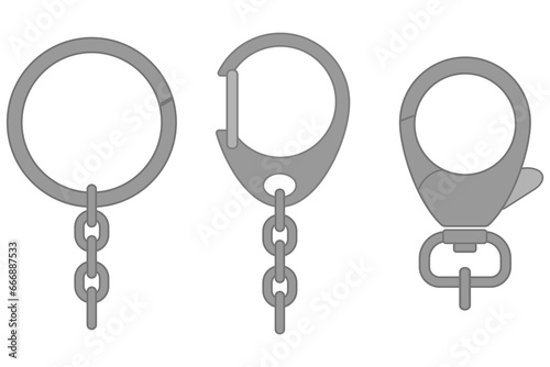 metal clasp vector illustration set for key ring,lock,bag