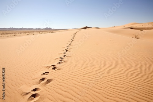 a trail of footprints leading off into the desert