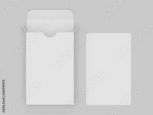 Blank playing cards box packaging template, 3d illustration.
