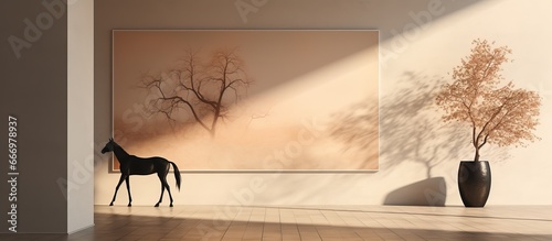 Modern home with horse silhouette detail on wall