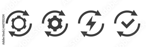 sync process, recycling recurrence, renewal, flat icon reload set