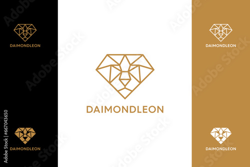 Diamond Lion gold luxury logo vector