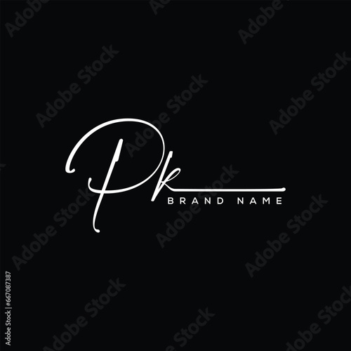 PK letter beauty handwriting vector logo. 