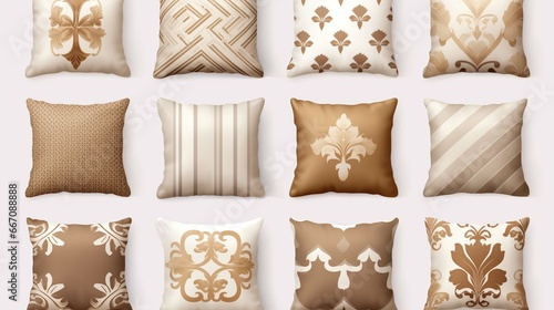 collection Set of different décor styles of vantage and modern bedding or sofa cushion or pillow styles for interior decoration 