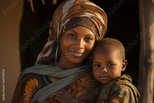 Mère africaine portant son enfant