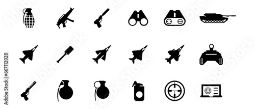 War Icon Set, Vector Editable Icons, Military Equipmen